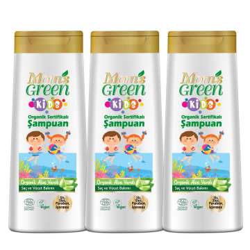 3'lü Set Mom's Green KIDS Organik Aloeveralı ÇOCUK Şampuanı (400mlx 3 Adet) - EcoCosmos