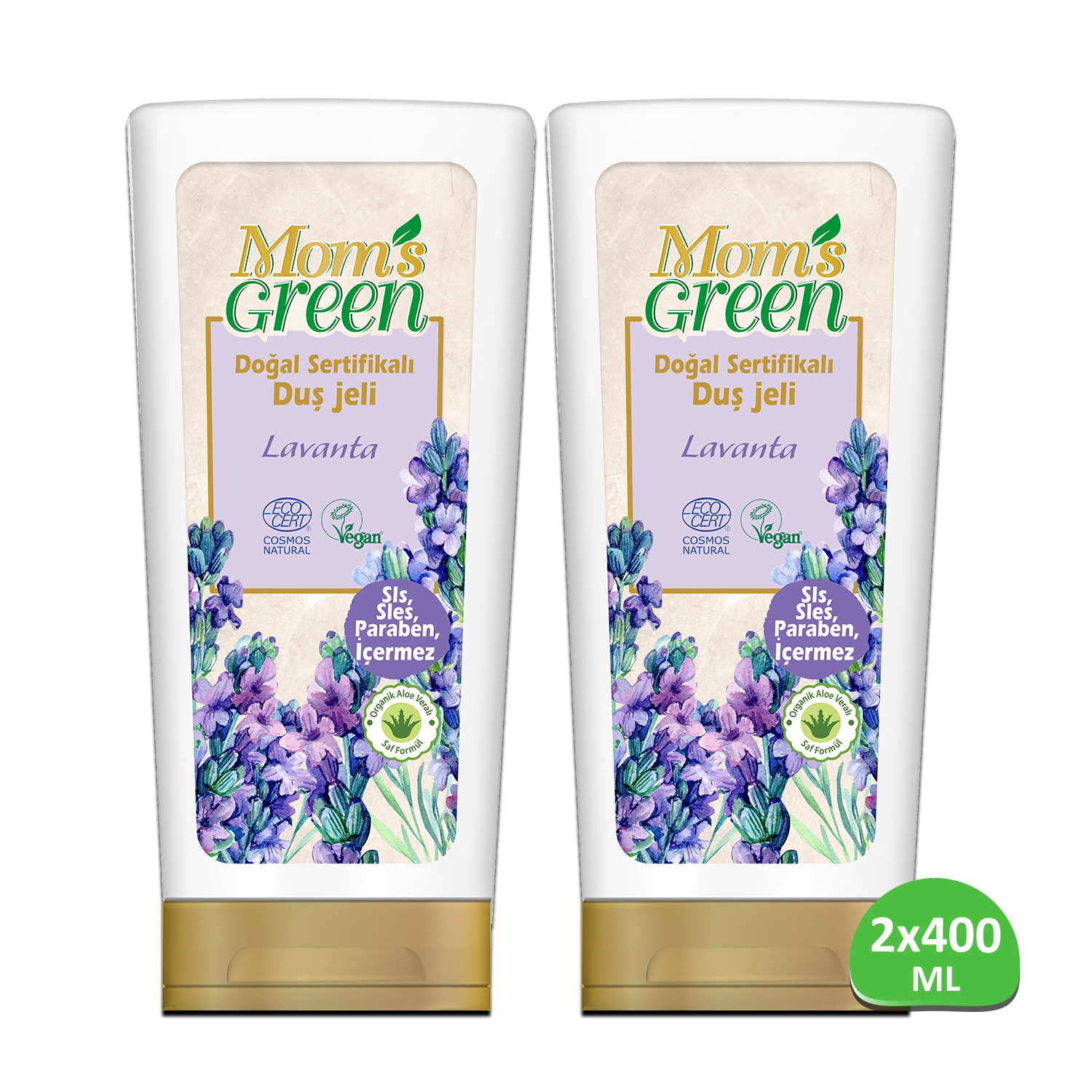 2'li Set Mom's Green Doğal Sertifikalı Duş Jeli - Lavantalı 400 ml x 2  Adet EcoCosmos