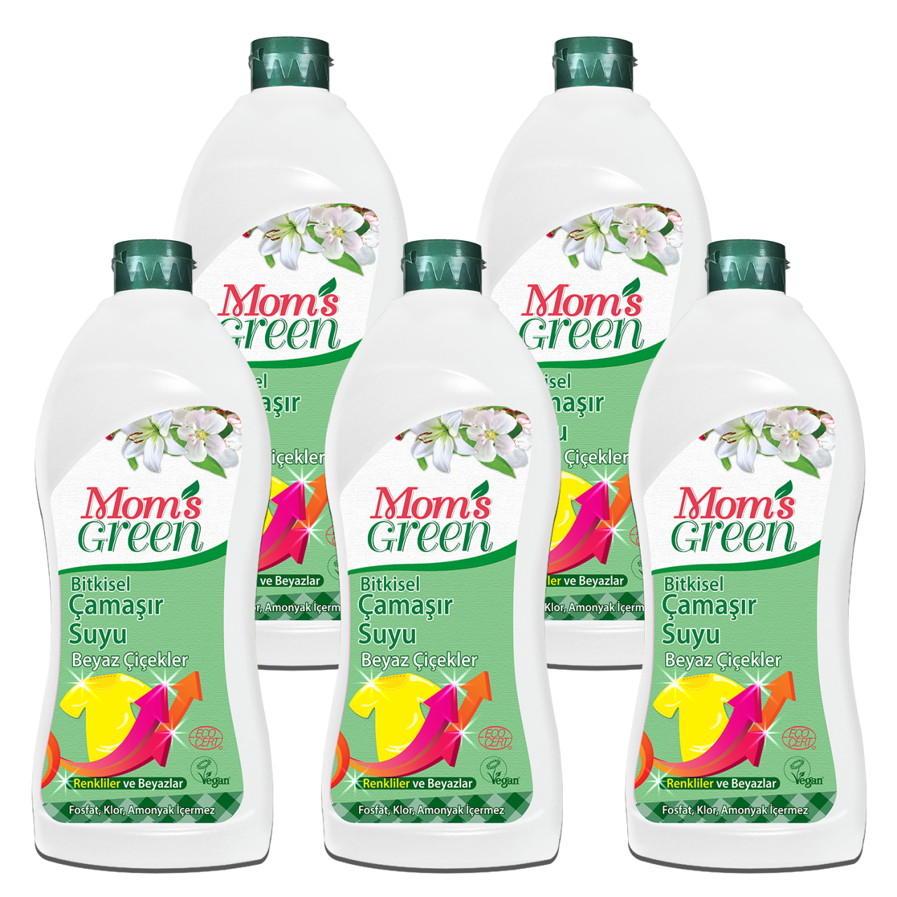5'li Set Bitkisel Çamaşır Suyu Beyaz Çiçekler  (750 ml x 5 Adet )