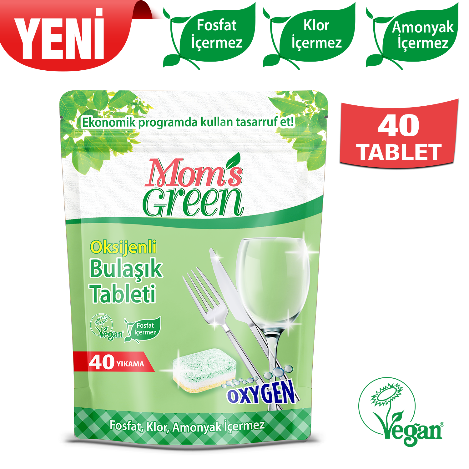 Mom's Green Oksijenli Bulaşık Makinesi Tableti 40 Adet