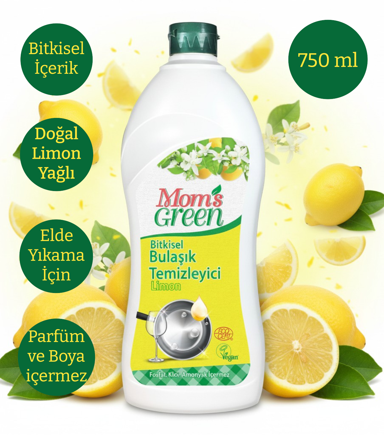Limonlu Bitkisel Elde Bulaşık Temizleyici 750 ml