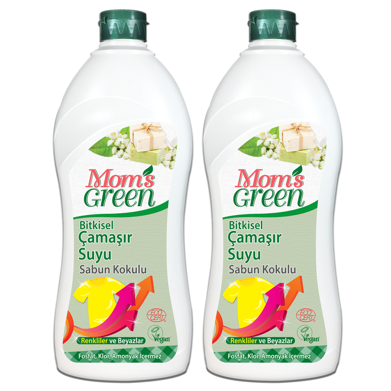 2'li Set Bitkisel Çamaşır Suyu Renkliler ve Beyazlar İçin Sabun Kokulu (750ml x 2 Adet)