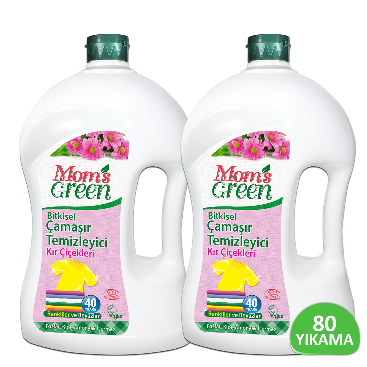 2'li Set Bitkisel Çamaşır Temizleyici Kır Çiçekleri (1,5 Litre x 2 Adet) 80 Yıkama