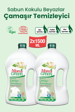 2'li Set Bitkisel Çamaşır Temizleyici Beyazlar İçin Sabun Kokulu (1,5 Litre x 2 Adet) 80 Yıkama