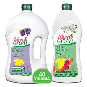 2'li Set Bitkisel Çamaşır Temizleyici Renkliler ve Beyazlar İçin Lavantalı 1,5 Litre ve Bitkisel Çamaşır Suyu Beyaz Çiçekler 750 ml