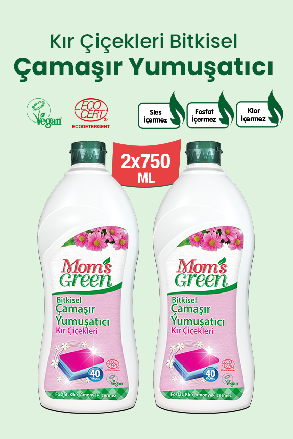 2'li Set Bitkisel Çamaşır Yumuşatıcı Kır Çiçekleri (750 ml x 2 Adet) 80 Yıkama