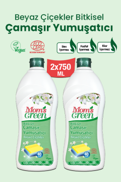2'li Set Bitkisel Çamaşır Yumuşatıcı Beyaz Çiçekler (750 ml x 2 Adet) 80 Yıkama