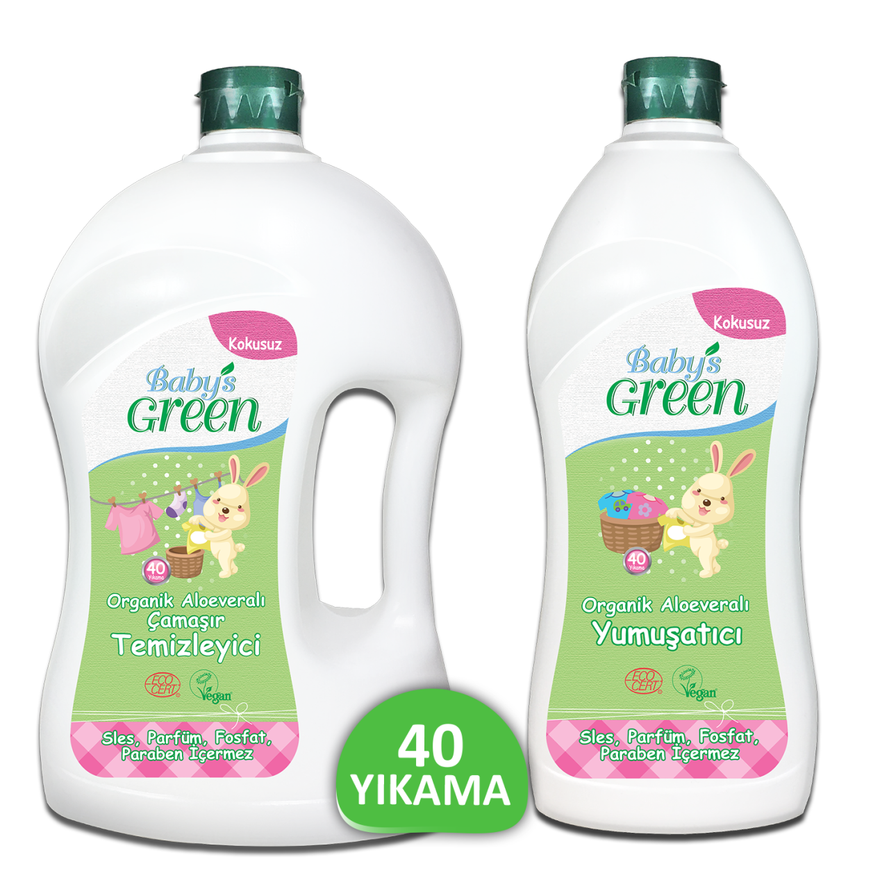 2'li Set Organik Aloeveralı Bebek Çamaşır Temizleyici 1,5 Litre ve Bebek Yumuşatıcı 750 ml