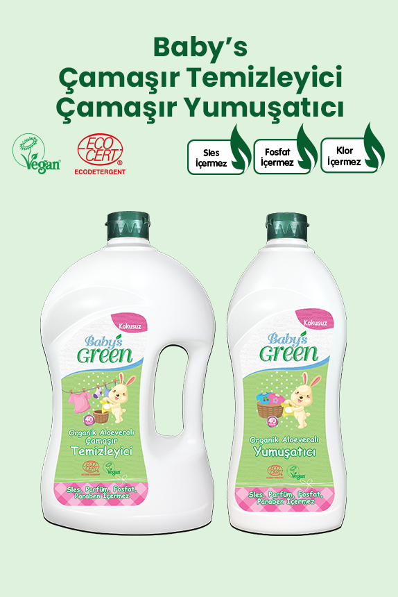 2'li Set Organik Aloeveralı Bebek Çamaşır Temizleyici 1,5 Litre ve Bebek Yumuşatıcı 750 ml