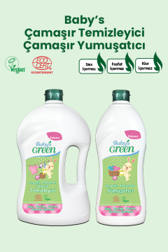 2'li Set Organik Aloeveralı Bebek Çamaşır Temizleyici 1,5 Litre ve Bebek Yumuşatıcı 750 ml