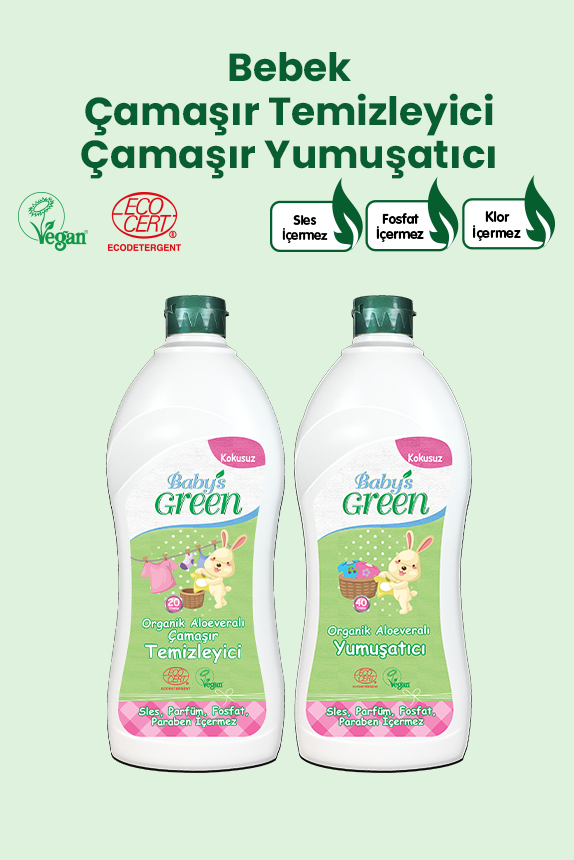 2'li Set Organik Aloe Veralı Bebek Çamaşır Temizleyici ve Yumuşatıcı