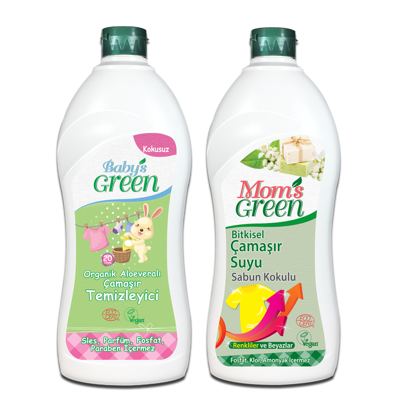 2'li Set Organik Aloe Veralı Bebek Çamaşır Temizleyici 20 Yıkama + Çamaşır Suyu Sabun Kokulu ECO