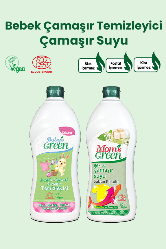 2'li Set Organik Aloe Veralı Bebek Çamaşır Temizleyici 20 Yıkama + Çamaşır Suyu Sabun Kokulu ECO