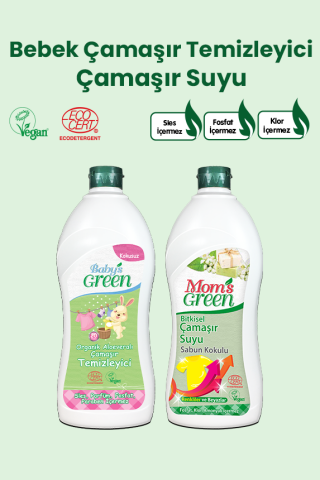 2'li Set Organik Aloe Veralı Bebek Çamaşır Temizleyici 20 Yıkama + Çamaşır Suyu Sabun Kokulu ECO