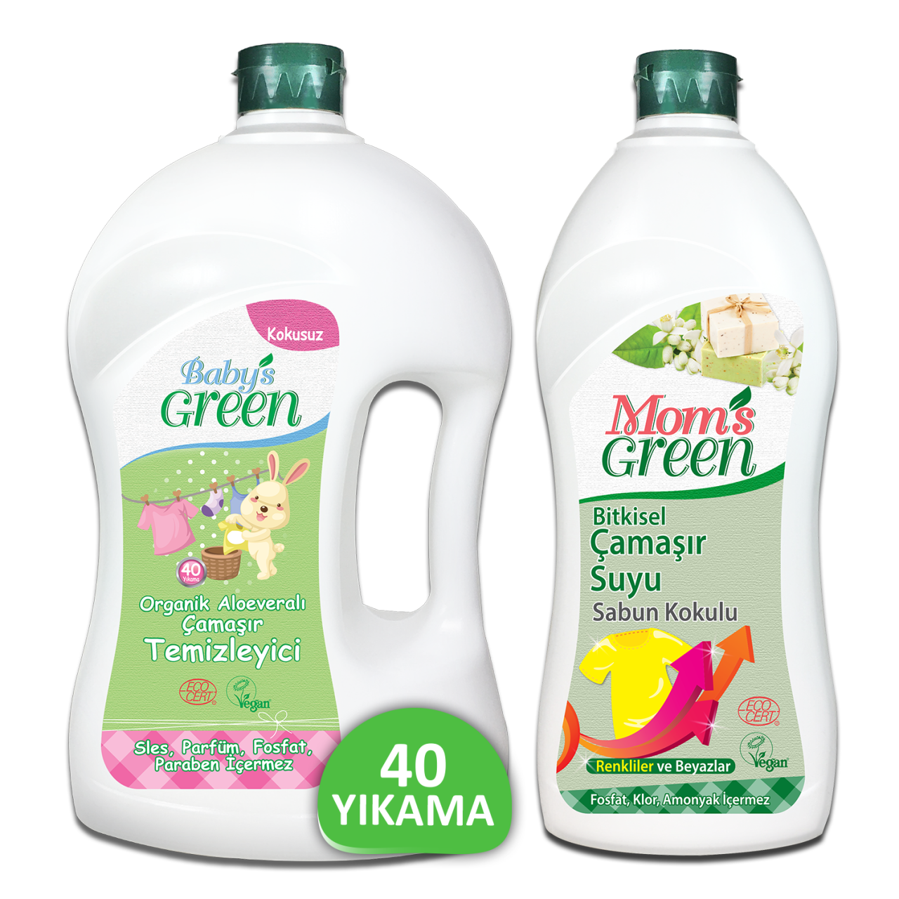 2'li Set Organik Aloeveralı Bebek Çamaşır Temizleyici 1,5 Litre ve Sabun Kokulu Çamaşır Suyu 750ml