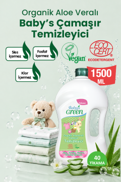 2'li Set Organik Aloeveralı Bebek Çamaşır Temizleyici 1,5 Litre ve Sabun Kokulu Çamaşır Suyu 750ml