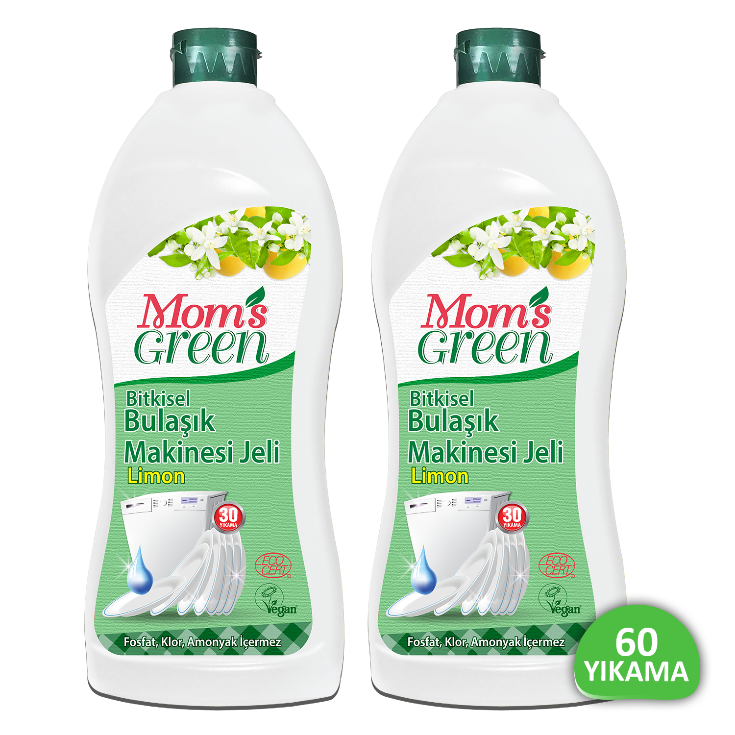 2'li Set Limonlu Bitkisel Bulaşık Makinesi Jeli (750 ml x 2 Adet)