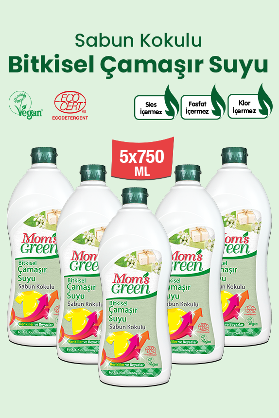 5'li Set  Çamaşır Suyu  Sabun Kokulu (750 ml x 5 Adet)