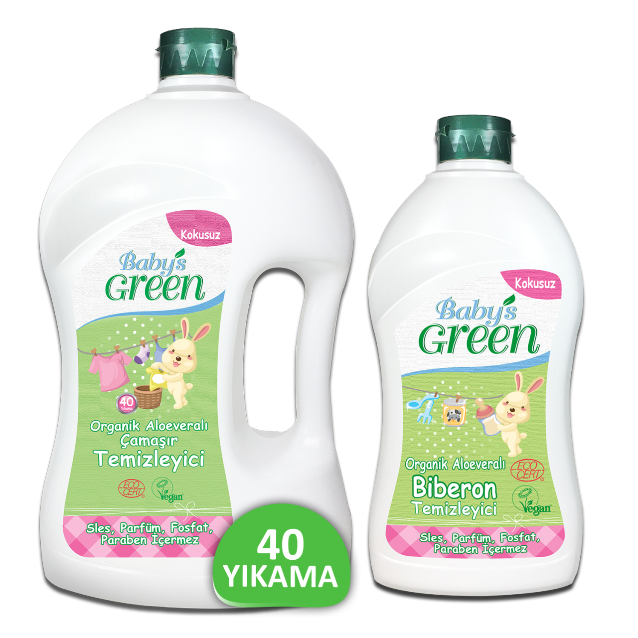 2'li Set  Organik Aloe Veralı Bebek Çamaşır Temizleyici 1,5 Litre ve Biberon Temizleyici 500 ml