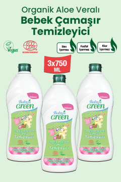 3'lü Set Organik Aloeveralı Bebek Çamaşır Temizleyici (750 ml x 3 Adet) 60 Yıkama