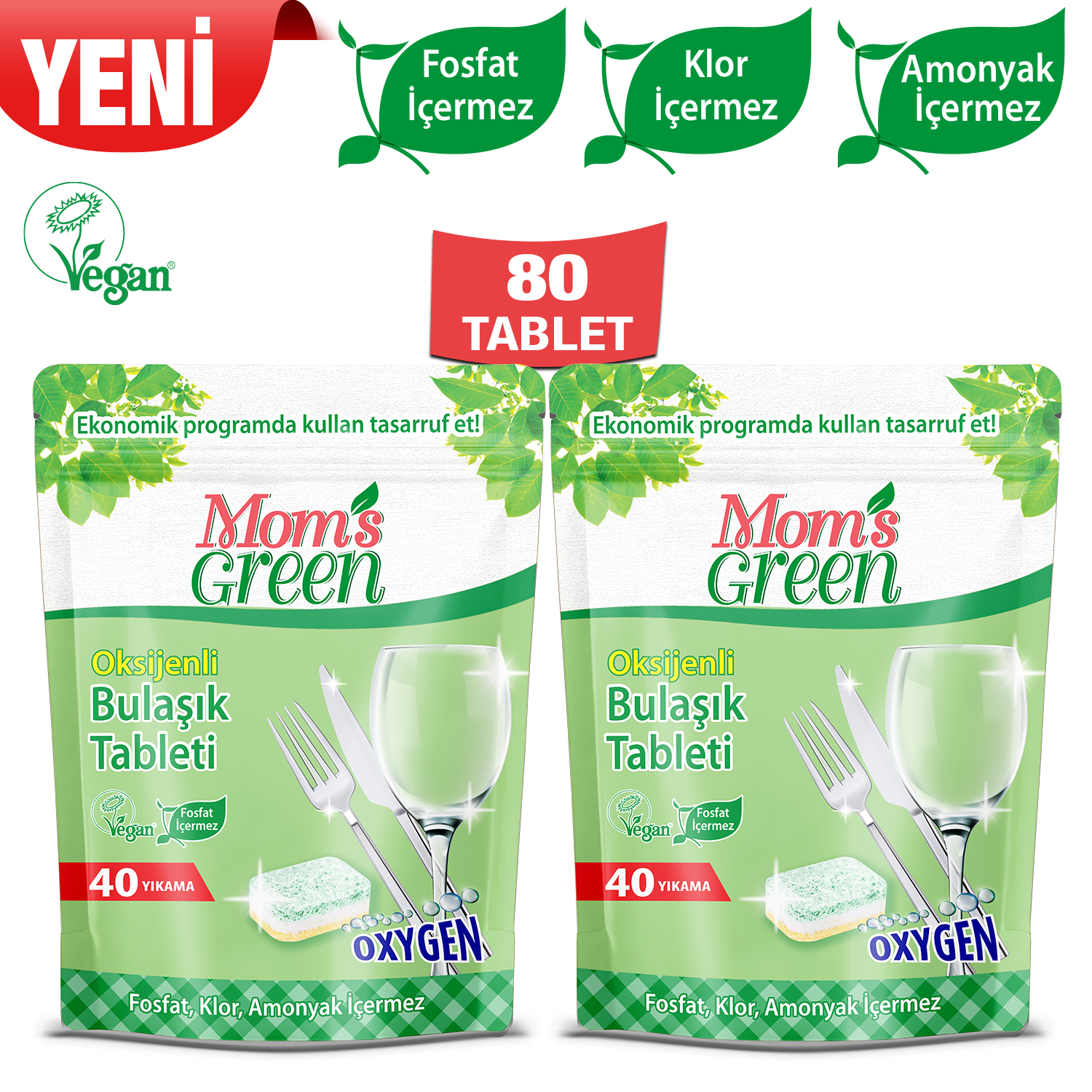 2'li Set Oksijenli Bulaşık Makinesi Tableti - 80 Adet