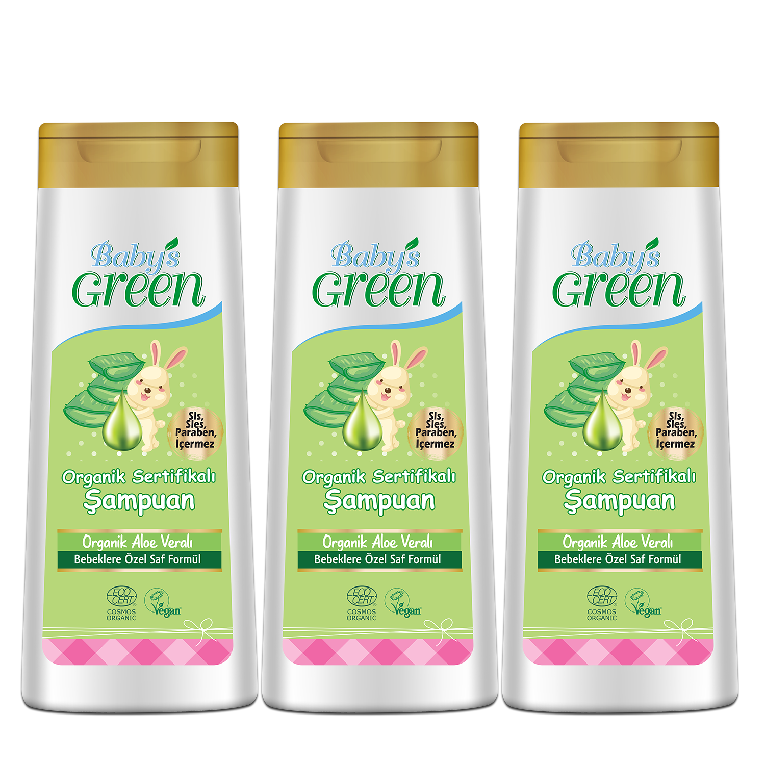 3'lü Set Organik BEBEK Şampuanı -400 ml x 3 Adet  EcoCosmos