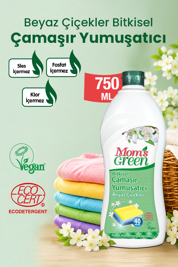 3'lü Set Beyaz Çiçekler Bitkisel Çamaşır Yumuşatıcı  (750 ml x 3 Adet)