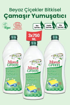 3'lü Set Beyaz Çiçekler Bitkisel Çamaşır Yumuşatıcı  (750 ml x 3 Adet)