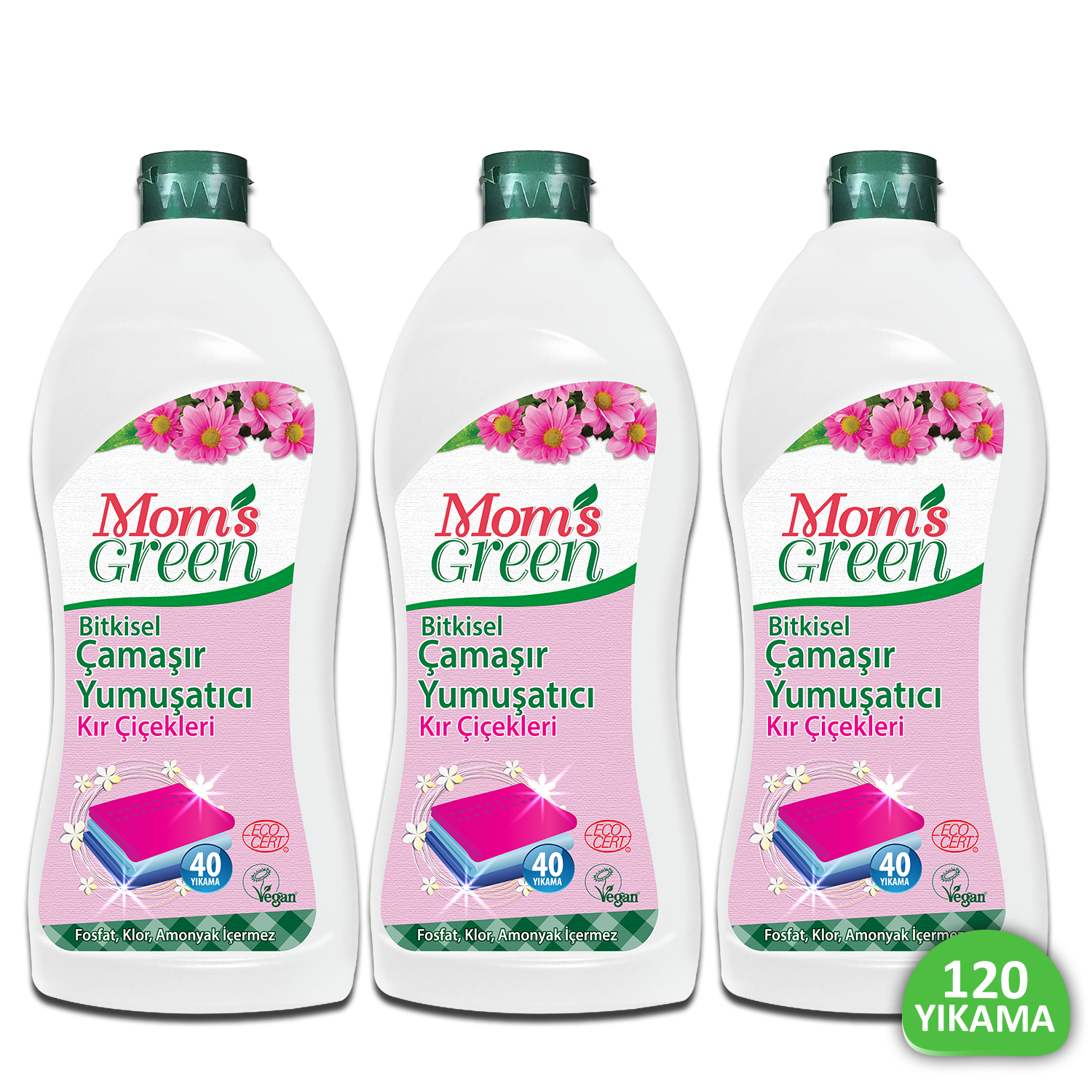 3'lü Set Bitkisel Çamaşır Yumuşatıcı KIR ÇİÇEKLERİ 750 ml ECO   - 120 YIKAMA