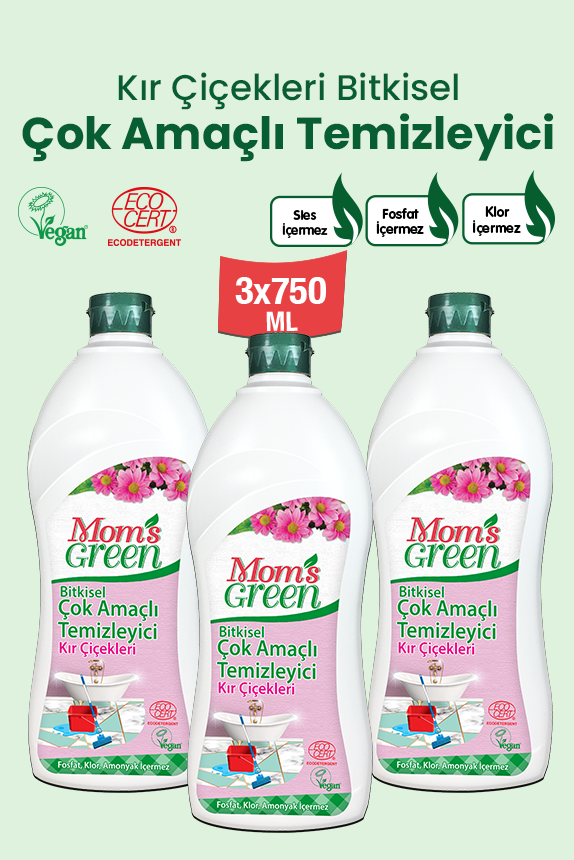 3'lü Set Kır Çiçekleri Bitkisel Çok Amaçlı Temizleyici (750 ml x 3 Adet)