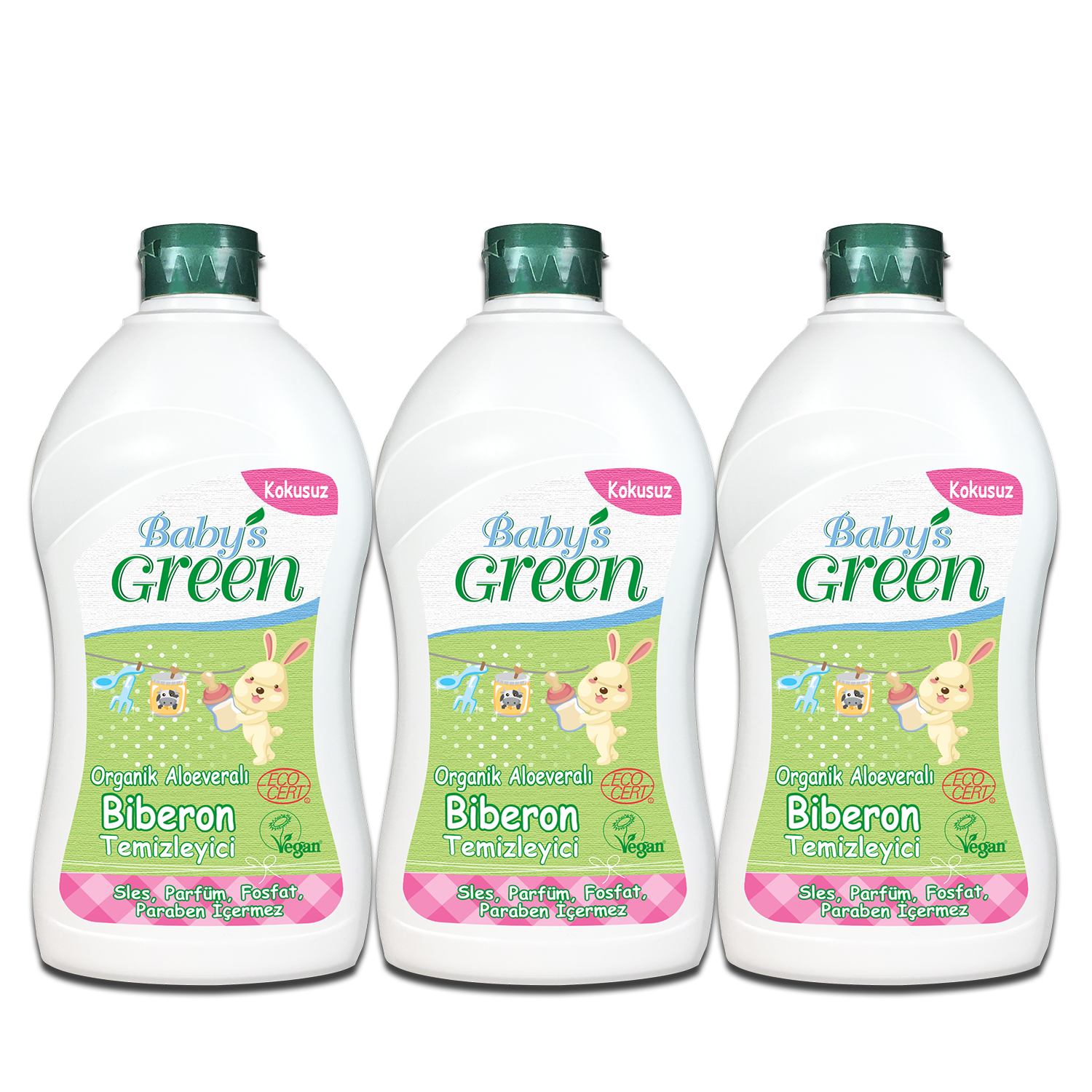 3'lü Set Organik Aloeveralı Bebek Biberon Temizleyici  (500 ml x 3 Adet)