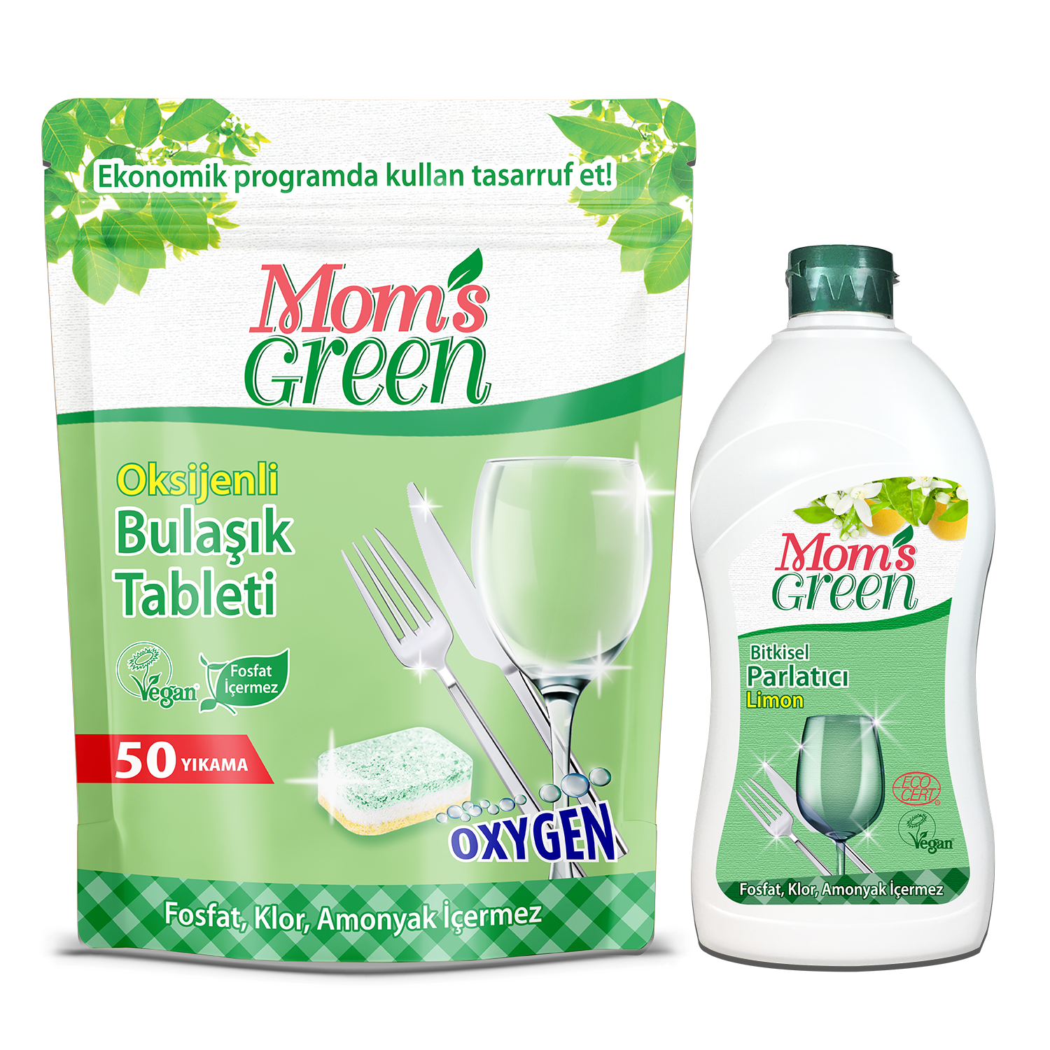 2'li Oksijenli Bulaşık Makinesi Tableti + Limonlu Parlatıcı