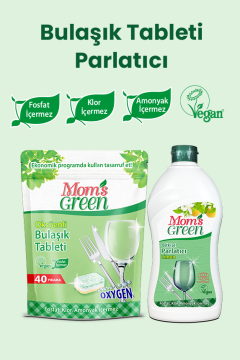 2'li Set Oksijenli Bulaşık Makinesi Tableti ve Limonlu Bitkisel Parlatıcı 500 ml