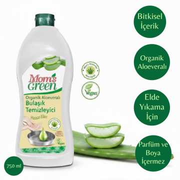 Mom's Green Organik Aloe Veralı Elde Bulaşık Temizleyici Hassas Eller 750 ml- ECO