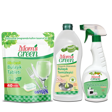 3'lü Set Oksijenli Bulaşık Tableti - Aloe Veralı Elde Bulaşık ve Mutfak Sprey