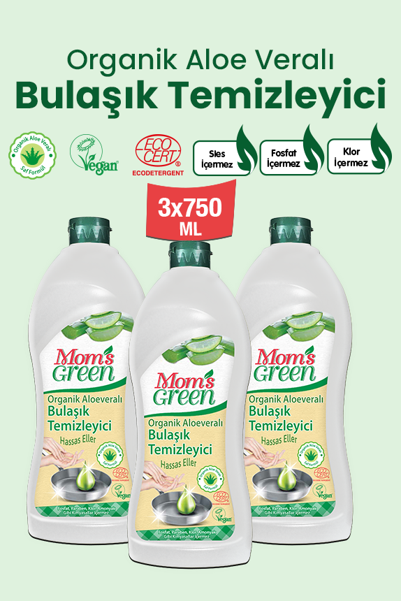 3'lü Set Organik Aloeveralı  Bulaşık Temizleyici  (750 ml x 3 Adet)