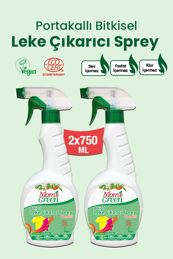 2'li Set Portakallı Bitkisel Leke Çıkarıcı Sprey (750 ml x 2 Adet)
