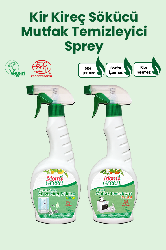 2'li Set Portakallı Bitkisel Mutfak Temizleyici PORTAKAL 750ml ve Sirkeli Kireç Sökücü Sprey 750ml