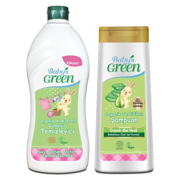 2'li Set Organik Aloeveralı Bebek Çamaşır Temizleyici 750 ml ve Organik Bebek Saç ve Vücut Şampuanı 400 ml