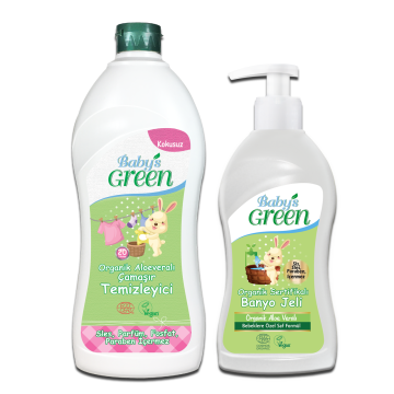 2'li Set Organik Aloeveralı Bebek Çamaşır Temizleyici 750 ml ve Bebek Banyo Jeli 500 ml