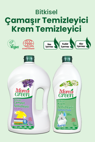 2'li Set Bitkisel Çamaşır Temizleyici Lavanta 40 Yıkama ve Bitkisel Krem Temizleyici Banyo Çamaşır Sulu HEDİYE ECO