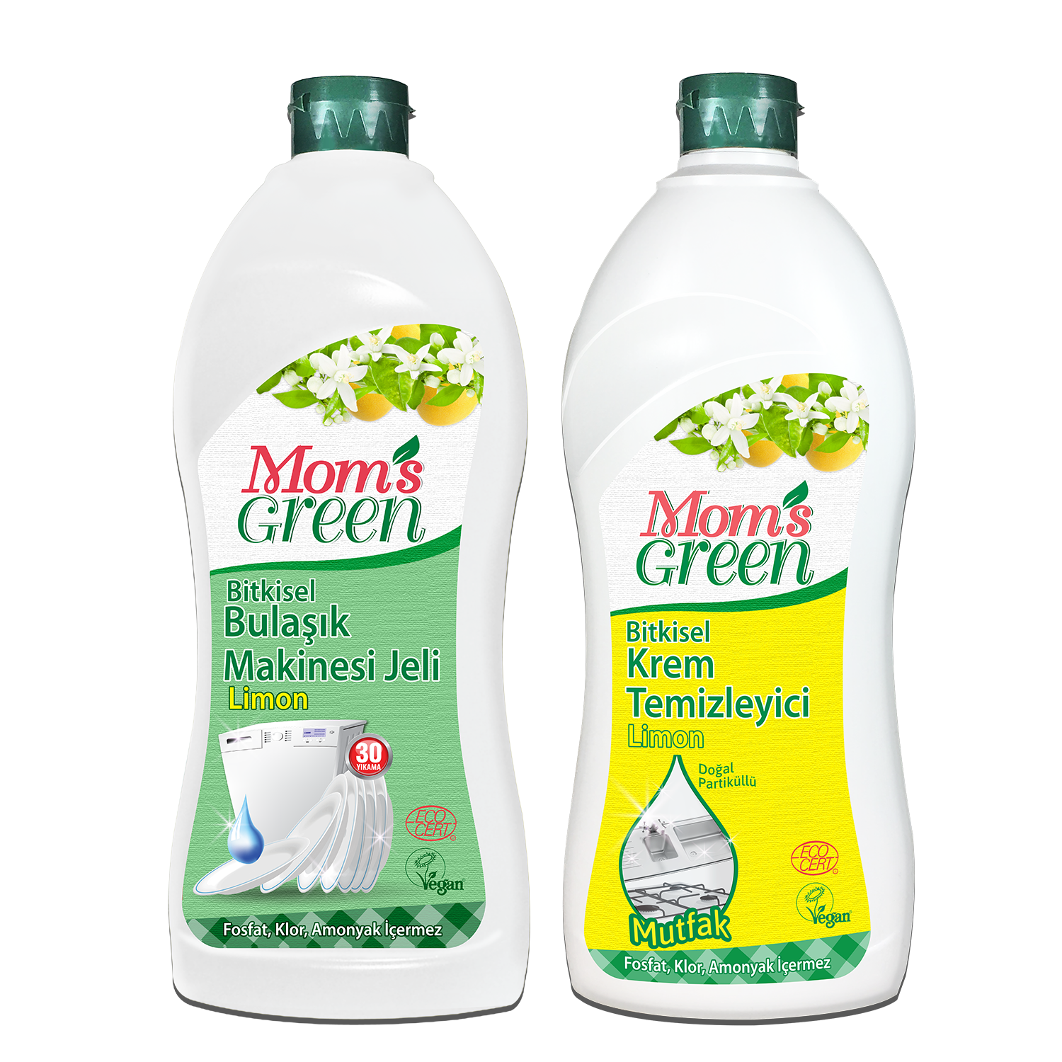 2'li Set Bitkisel Bulaşık Makinesi Jeli ve Limonlu Krem Temizleyici Mutfak (750ml x 2 Adet)