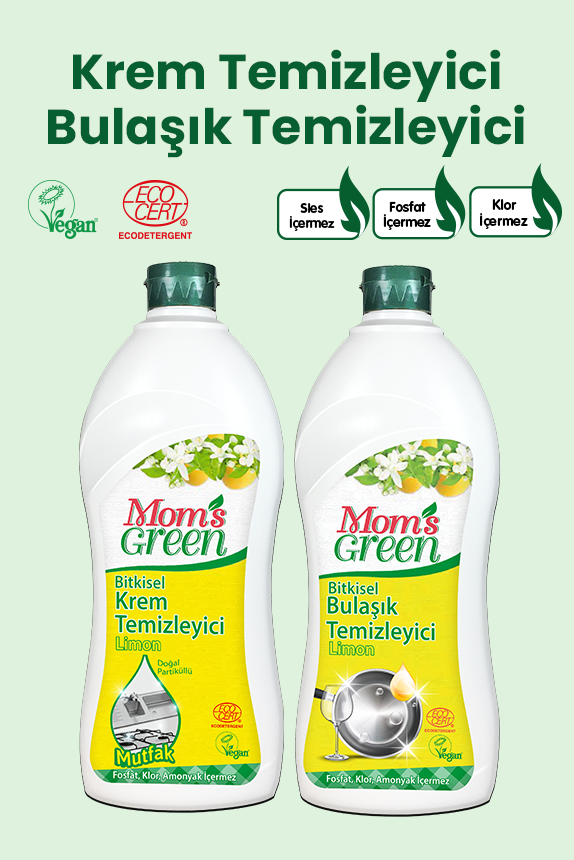 2'li Set Limonlu Bitkisel Bulaşık Temizleyici 750 ml ve Limonlu  Krem Temizleyici 750 ml