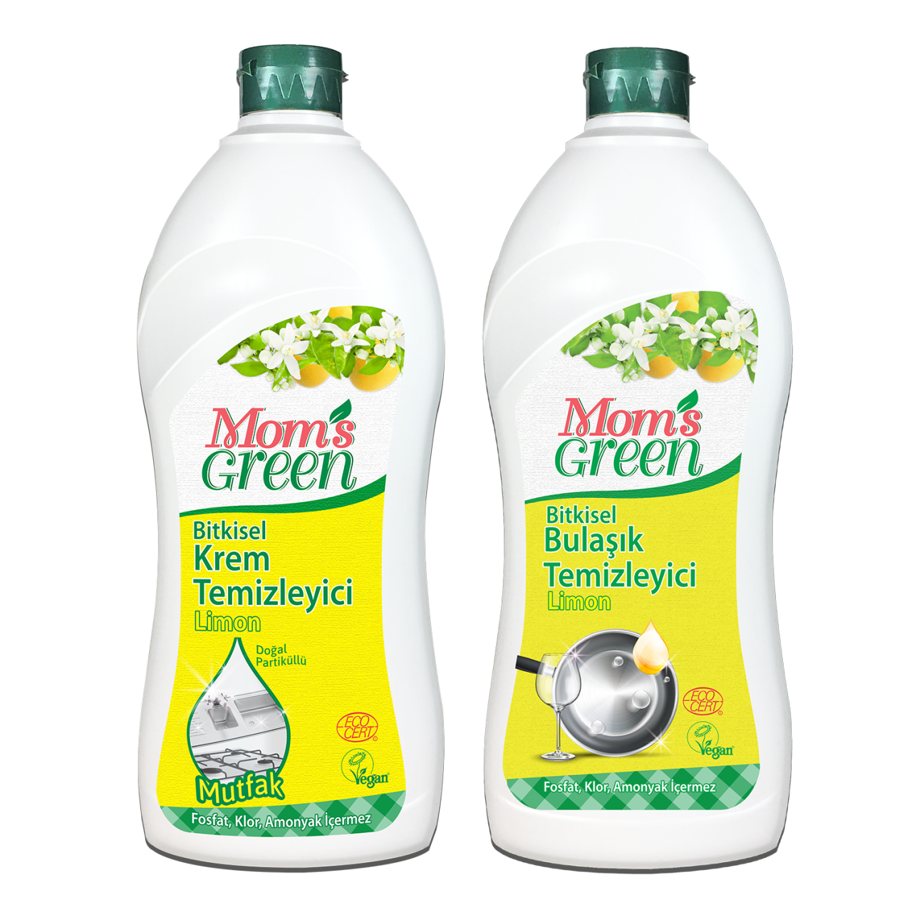2'li Set Bitkisel Elde Bulaşık Temizleyici LİMON 750 ml - Mutfak Krem Temizleyici Limon 750 ml