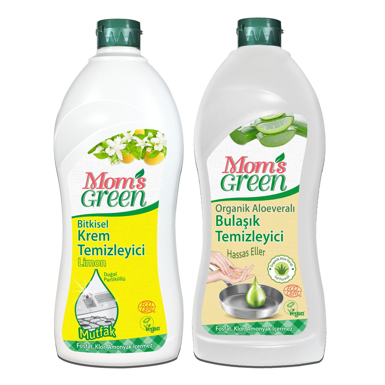 2'li Set Organik Aloe Veralı Elde Bulaşık Temizleyici 750 ml-Mutfak Krem Temizleyici Limon 750 ml