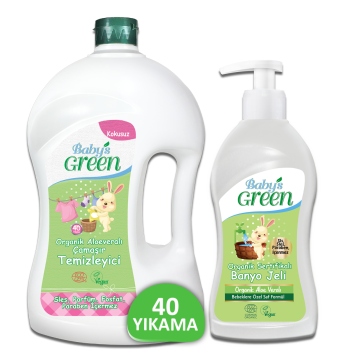 2'li Set Organik AloeVeralı Bebek Çamaşır Temizleyici 1,5 Litre ve Organik Bebek Banyo Jeli 500 ml