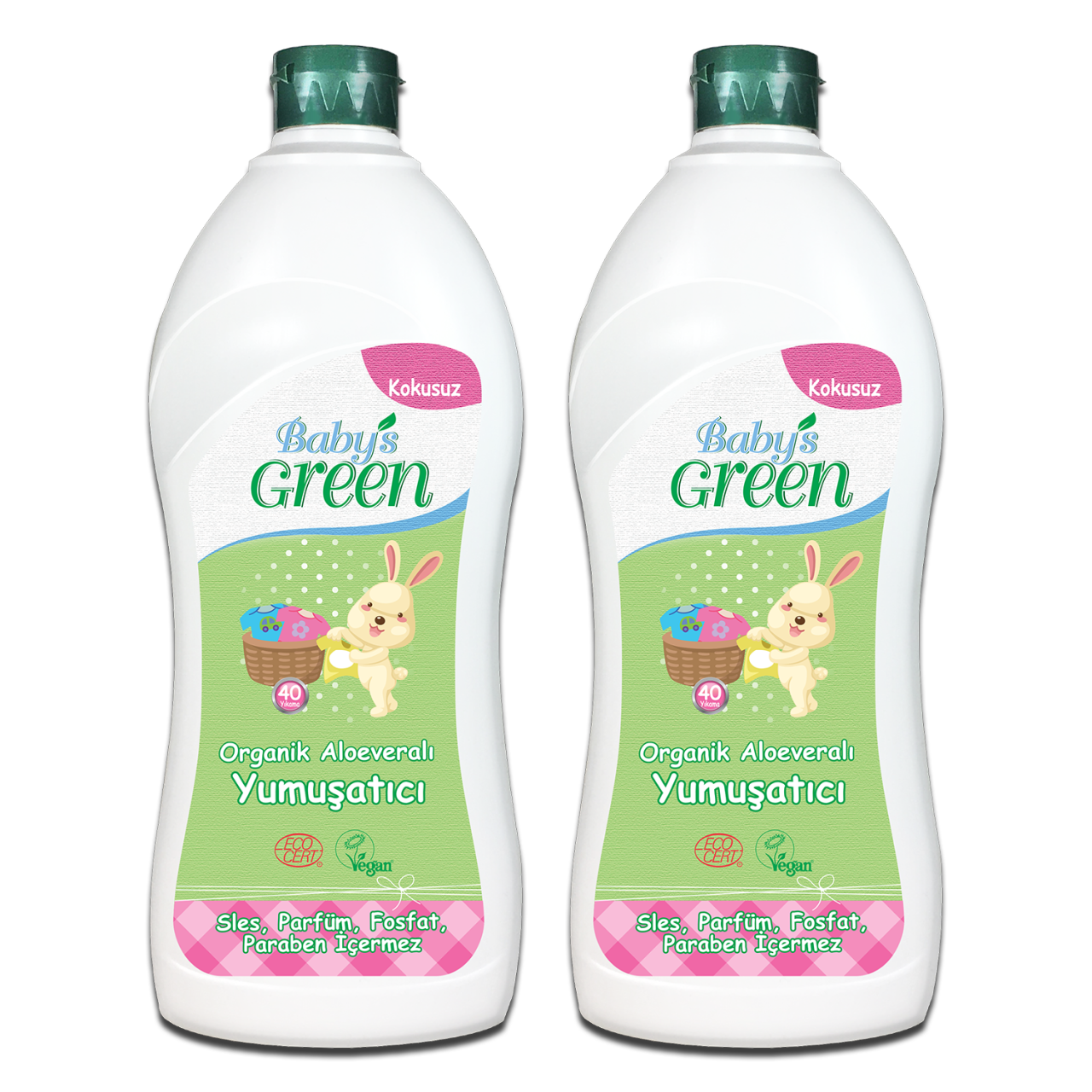 2'li Set Organik Aloeveralı Bebek Çamaşır Yumuşatıcı (750ml x 2 Adet) 80 Yıkama