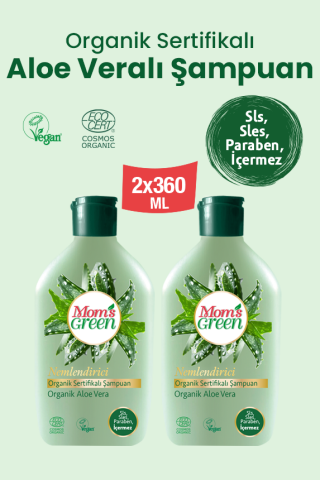2'li Set Mom's Green Organik Aloeveralı Şampuan 360 ml EcoCosmos