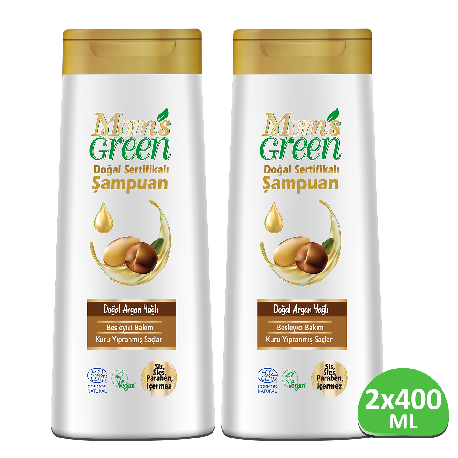 2'li Set Mom's Green Doğal Argan Yağlı Şampuan 400 ml EcoCosmos