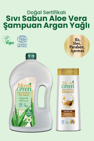 2'li Set Organik Aloeveralı Sıvı Sabun 1.5 Litre ve Doğal Argan Yağlı Şampuan 400 ml